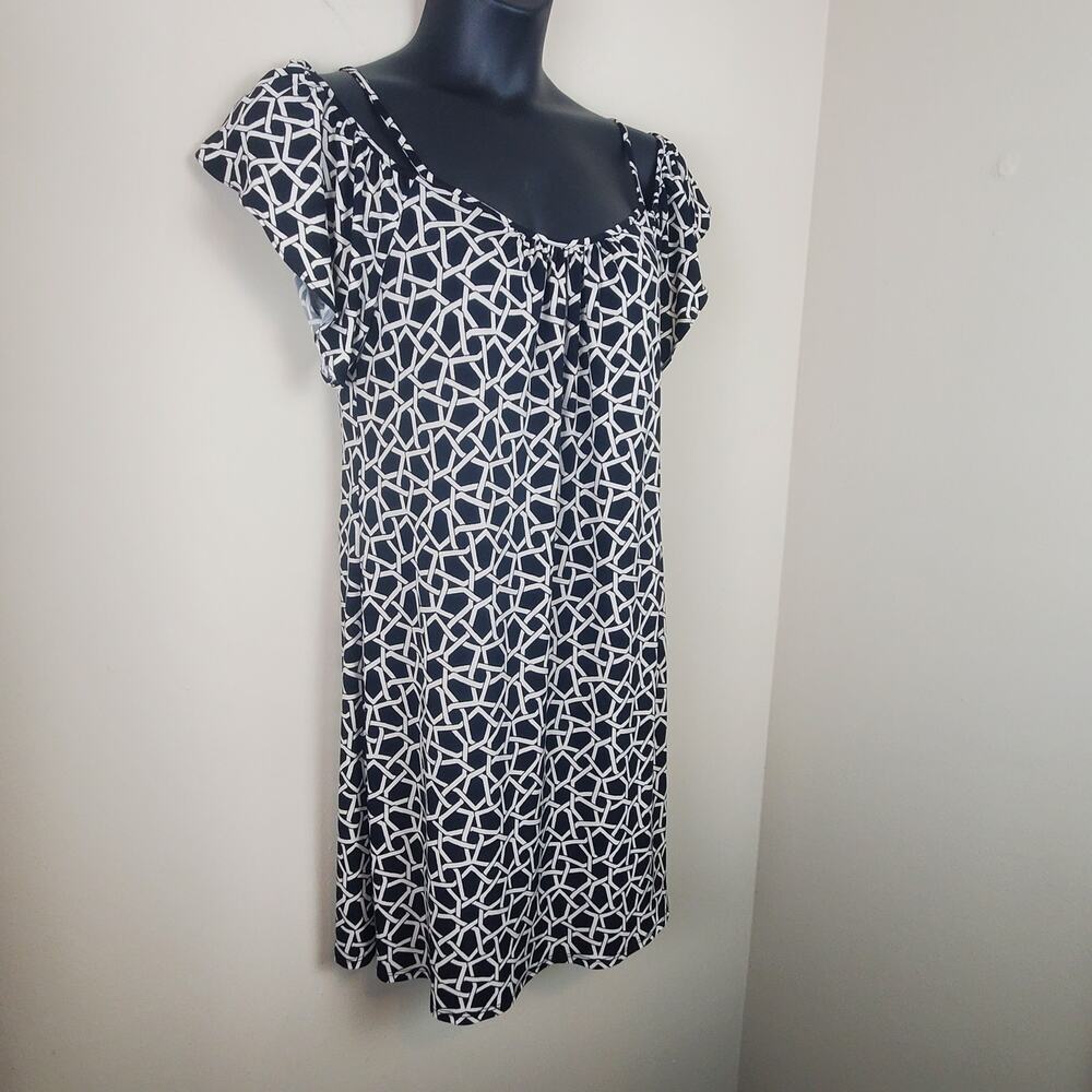DB ESTABLISHED 1962 Black & White Print Cold Shoulder Mini Dress | Medium - Picture 3 of 8